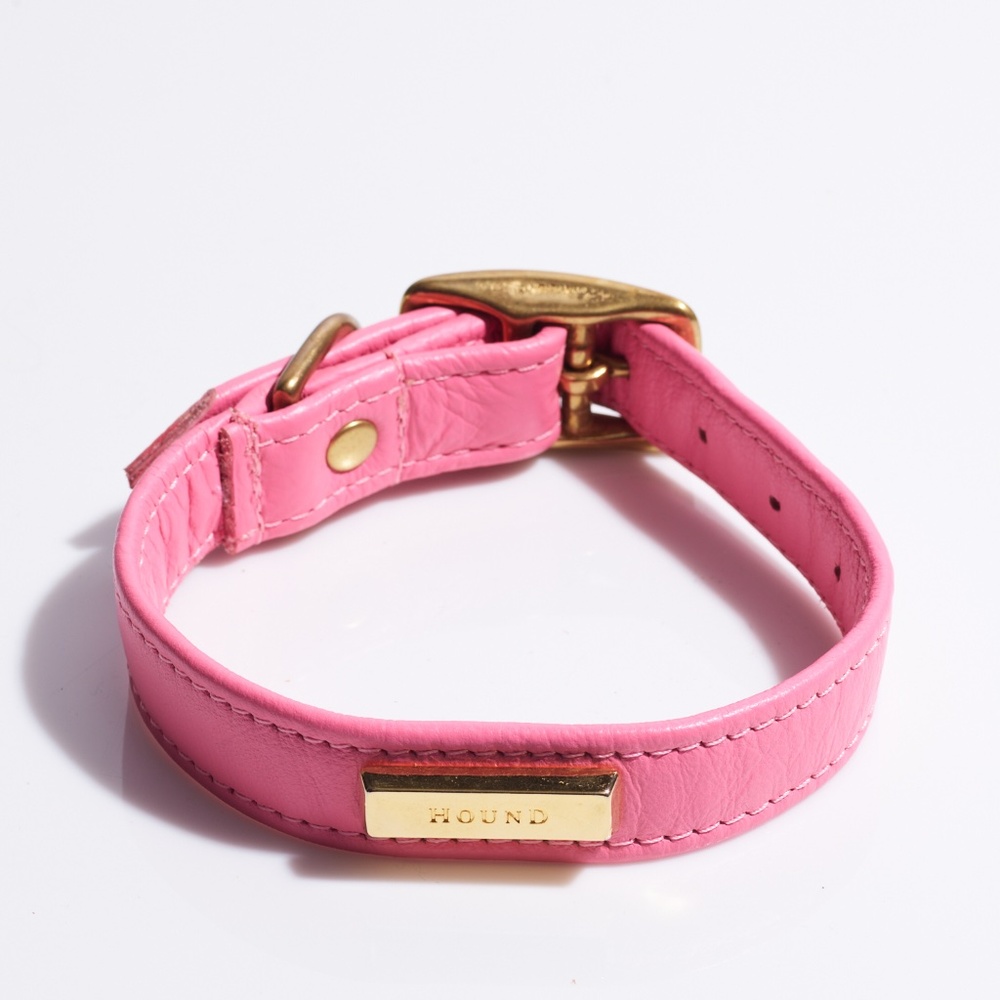 Leather Dog Collar by Hound Collection with Gold Bar Logo